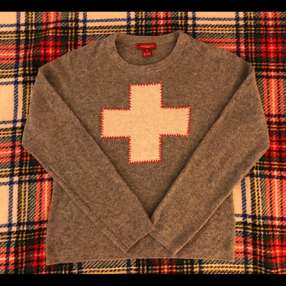 Sundance GraySwiss Army Cross Sweater Size Medium